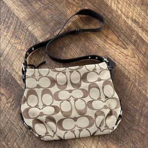 Coach Canvas Signature Crossbody - Beige & Brown